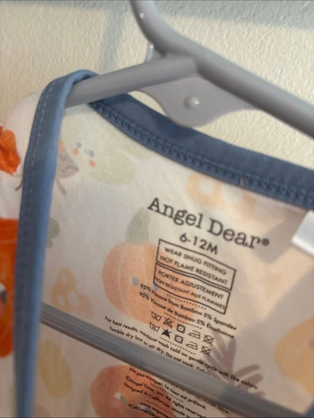 Angel Dear Bamboo Convertible Footie 6-12M Autumn Pumpkins Halloween Fall